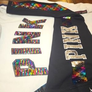 VICTORIA'S SECRET PINK RAINBOW BLING FLIP SEQUIN SET